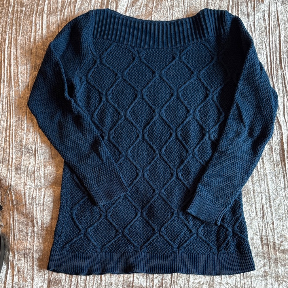 LOFT Navy Boatneck Sweater